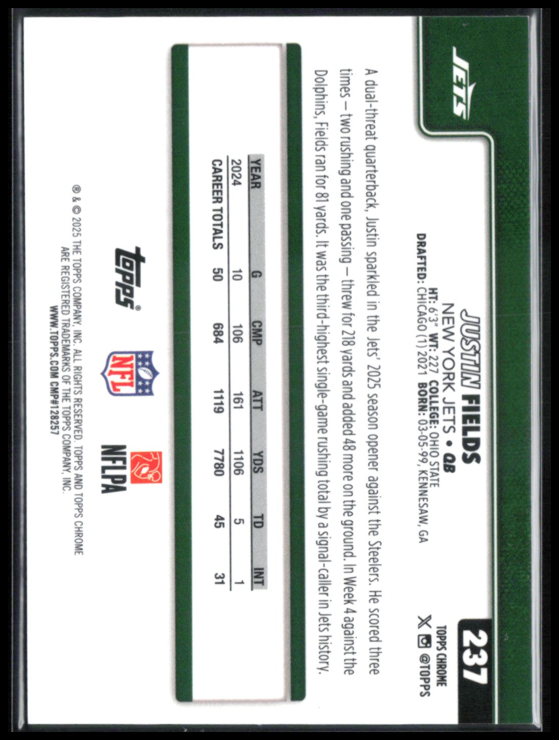 Justin Fields Yellow Wave /275