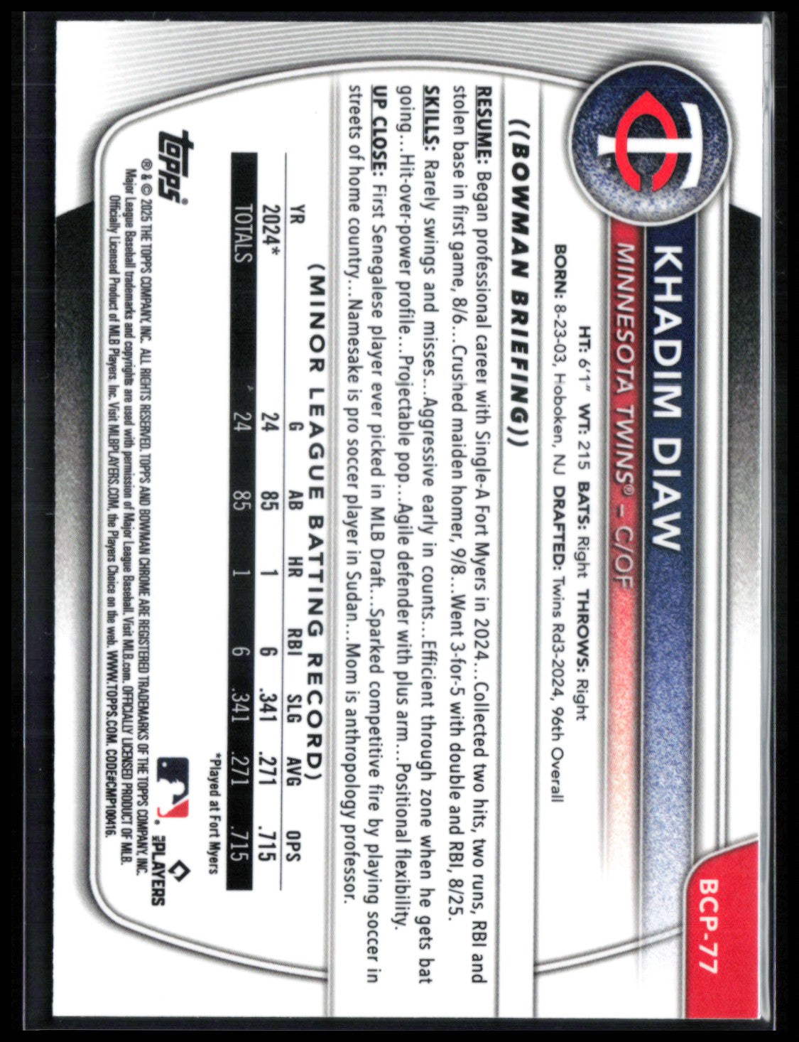 Khadim Diaw 1st BOwman