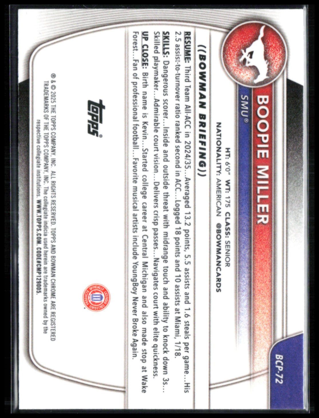 Boopie Miller 1st Bowman Purple Mojo /250