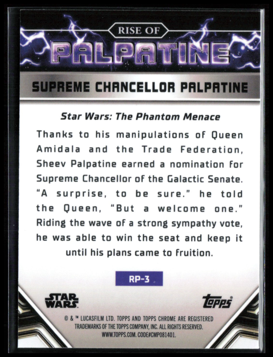 The New Supreme Chancellor 2024 Topps Chrome Star Wars