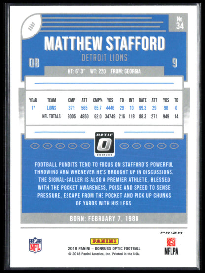 Matthew Stafford Holo 2018 Optic