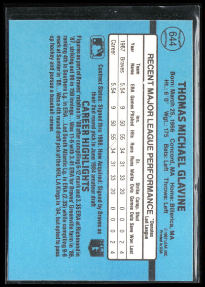 Tom Glavine 1988 Donruss