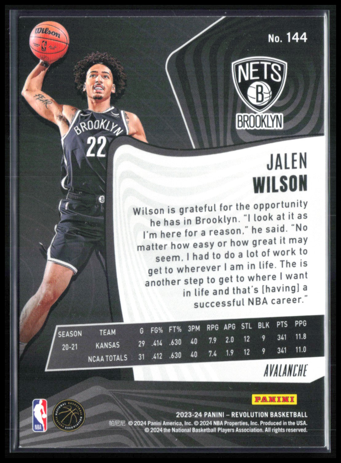 Jalen Wilson RC Avalanche