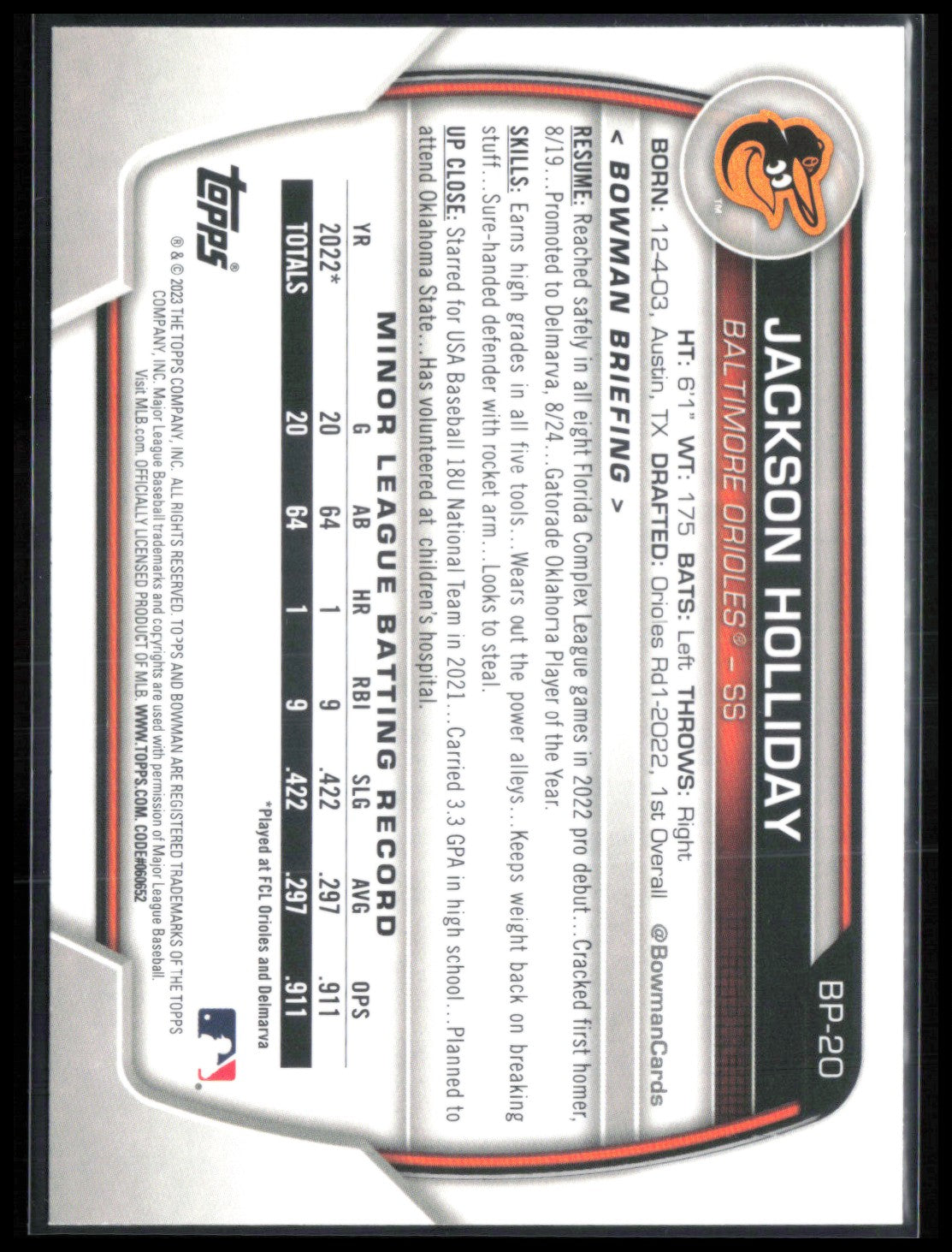 Jackson Holliday Prospect
