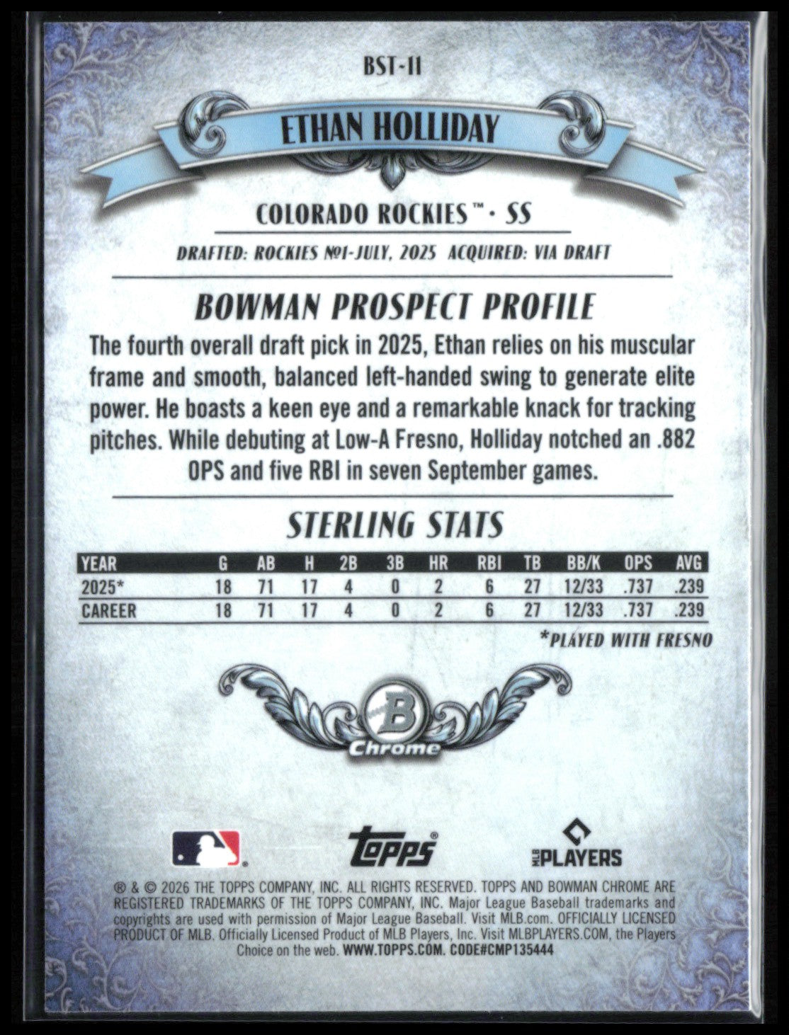 Ethan Holliday Bowman Sterling Prospects