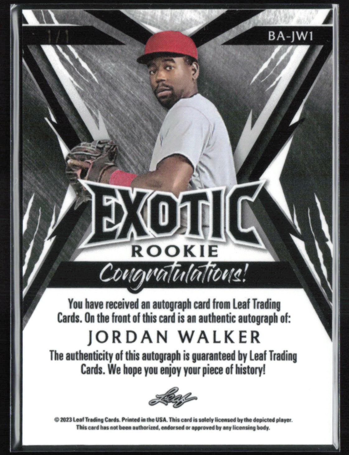 Jordan Walker RC Auto 1/1 Leaf Exotic Rookie