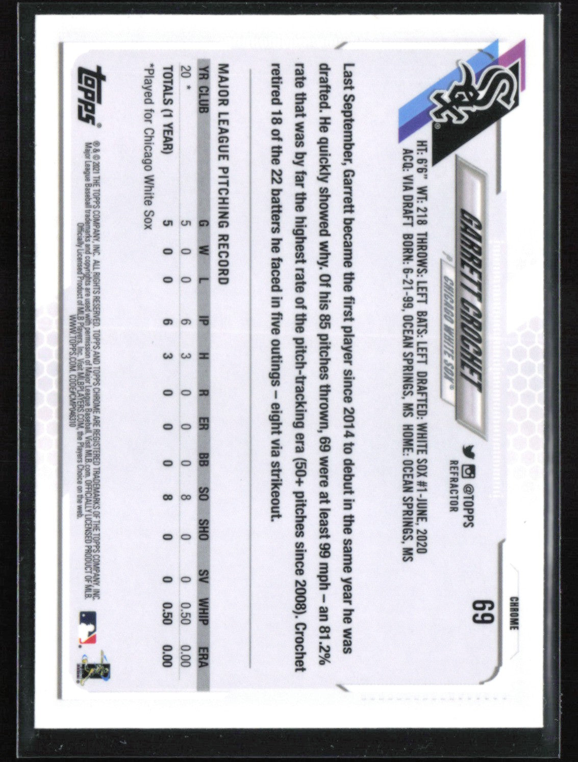 Garrett Crochet RC Refractor