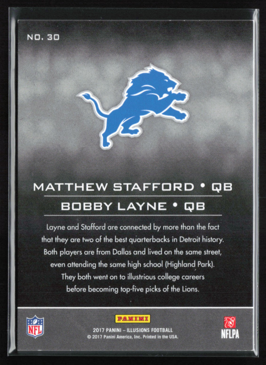 Bobby Layne/Matthew Stafford 2017 Illusions