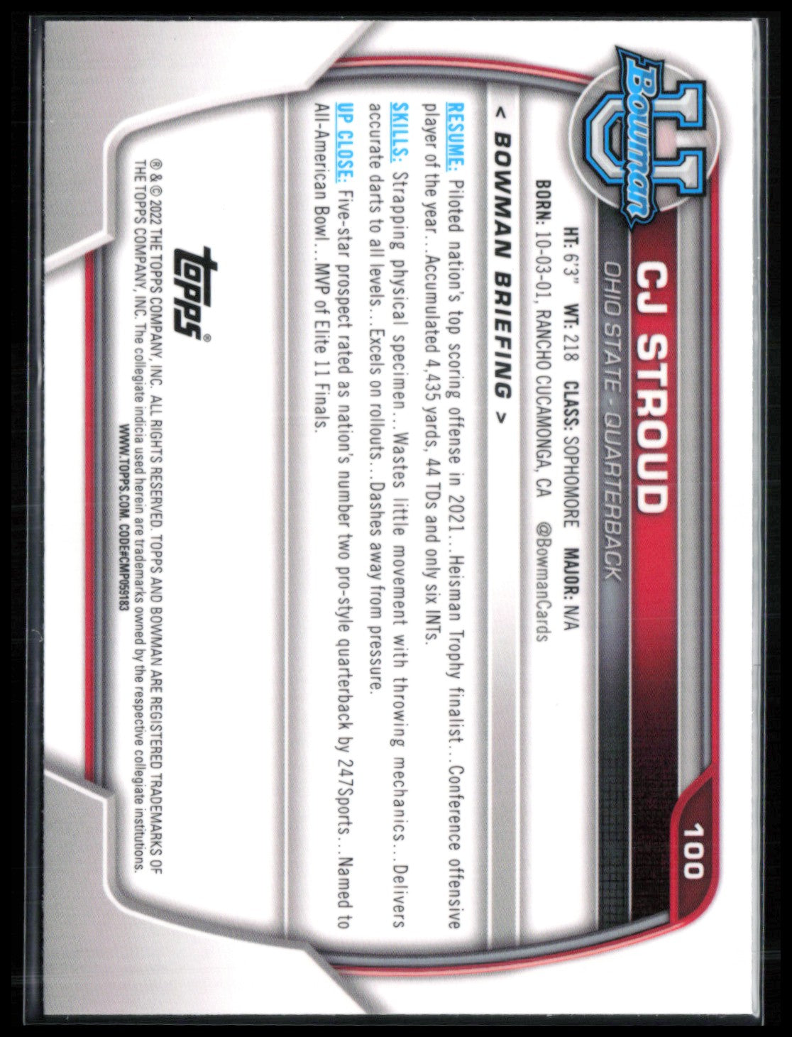 C.J. Stroud 2022 Bowman U
