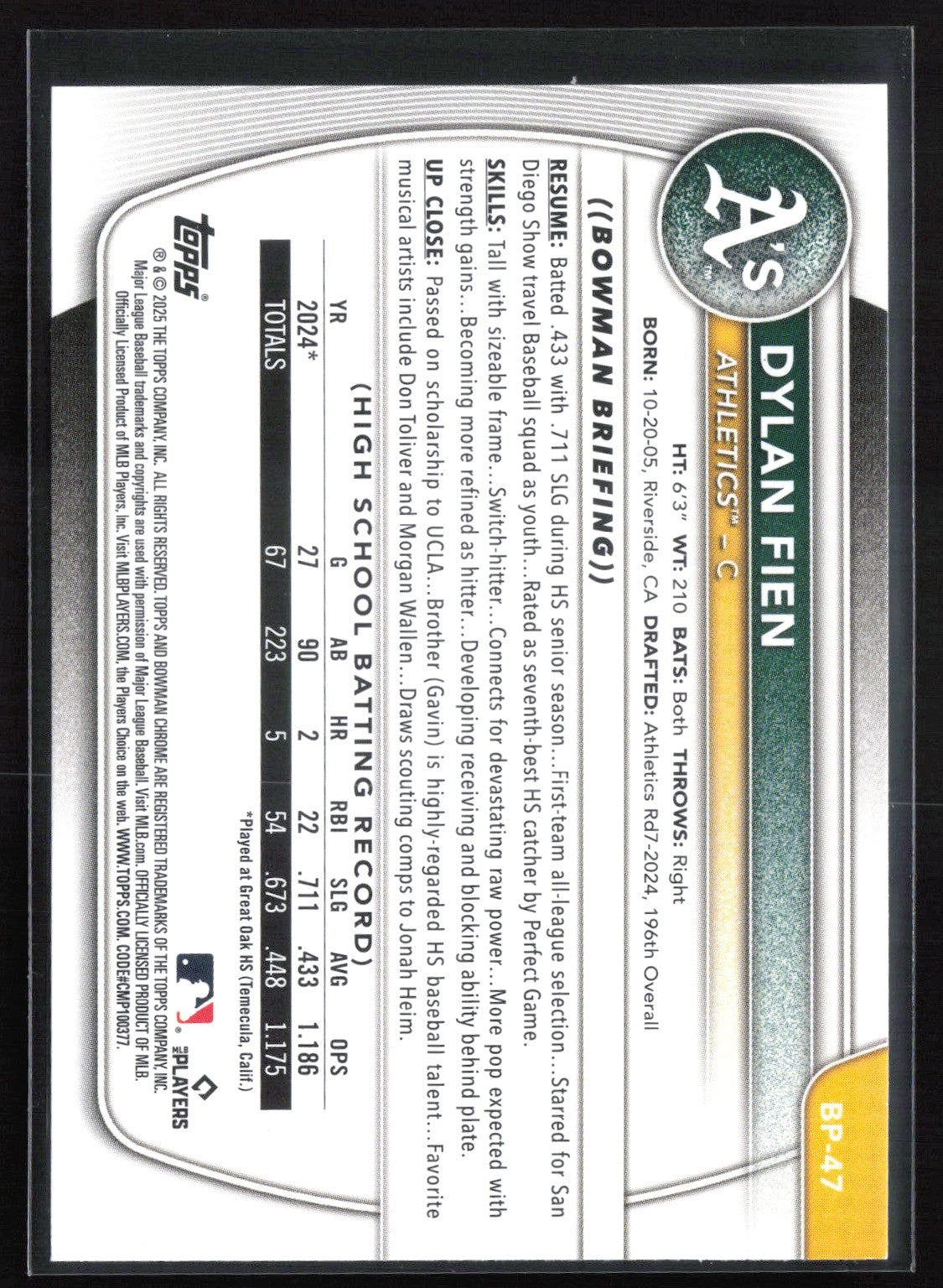 Dylan Fien 1st Bowman