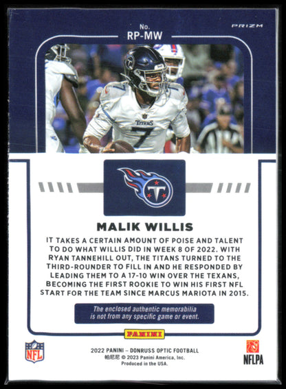 Malik Willis RC Blue Hyper Mem