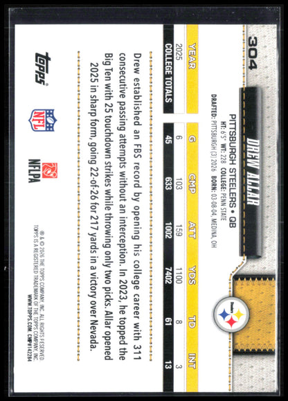 Drew Allar RC Foil 2026 Topps