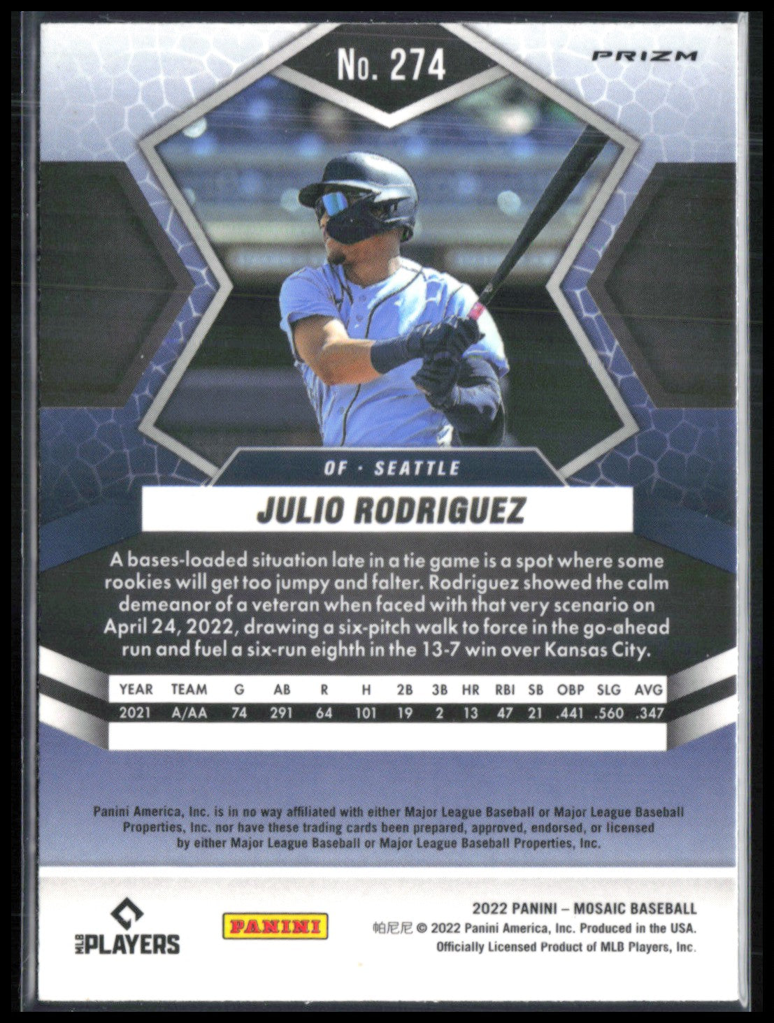 Julio Rodriguez RC Holo 2022 Mosaic