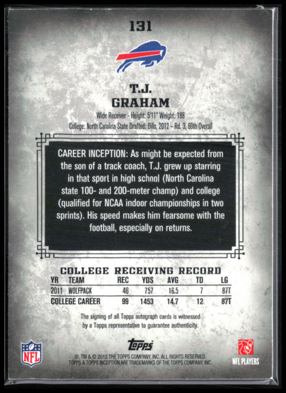 T.J. Graham RC Auto 2012 Topps Inception