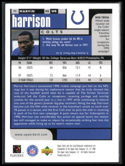 Marvin Harrison 1998 UD Choice