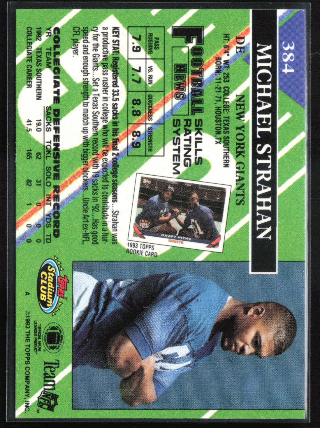 Michael Strahan RC 1993 Stadium Club