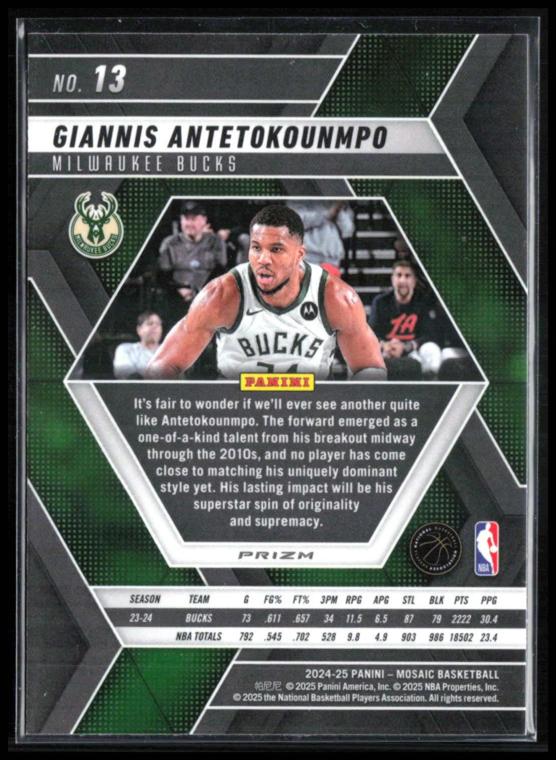Giannis Antetokounmpo Green Mosaic
