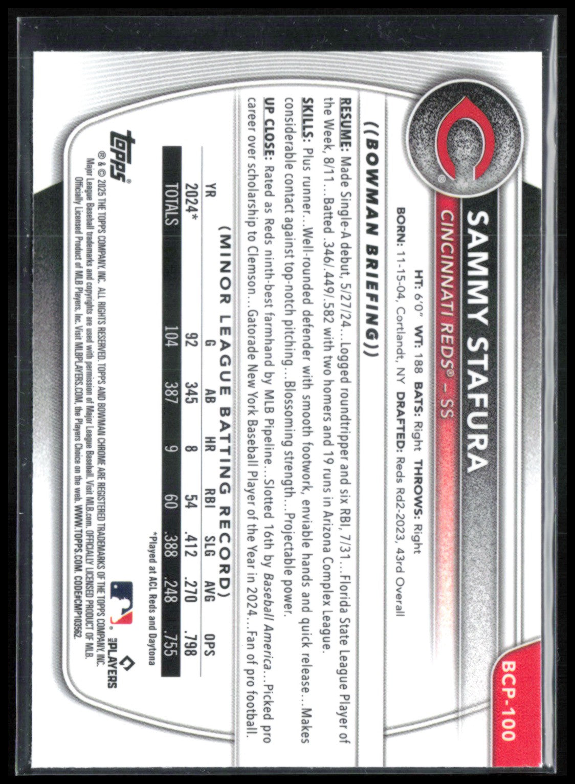 Sammy Stafura 1st Bowman Mojo