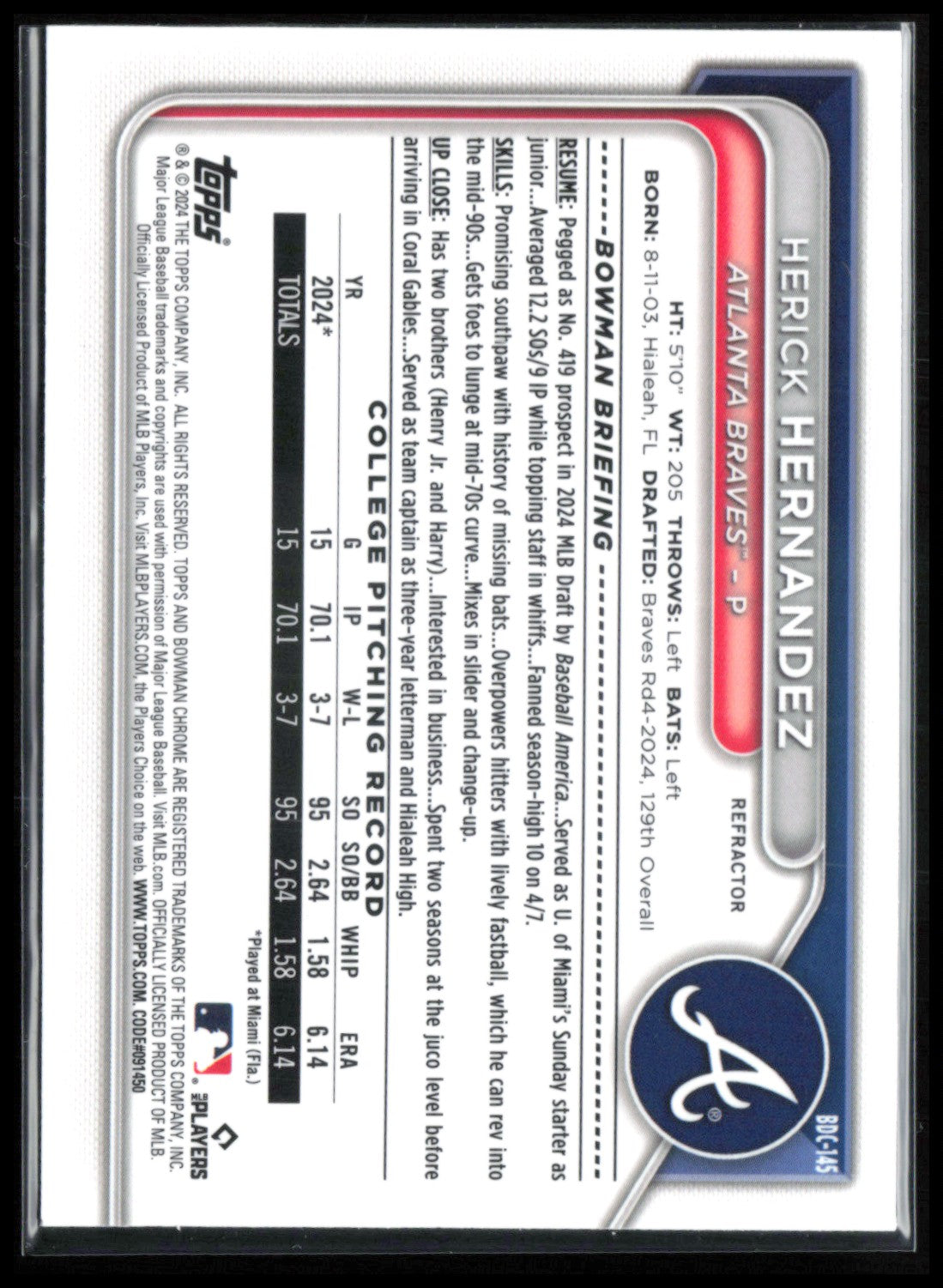 Herick Hernandez 1st Bowman Refractor