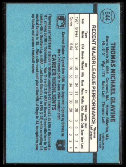 Tom Glavine 1988 Donruss