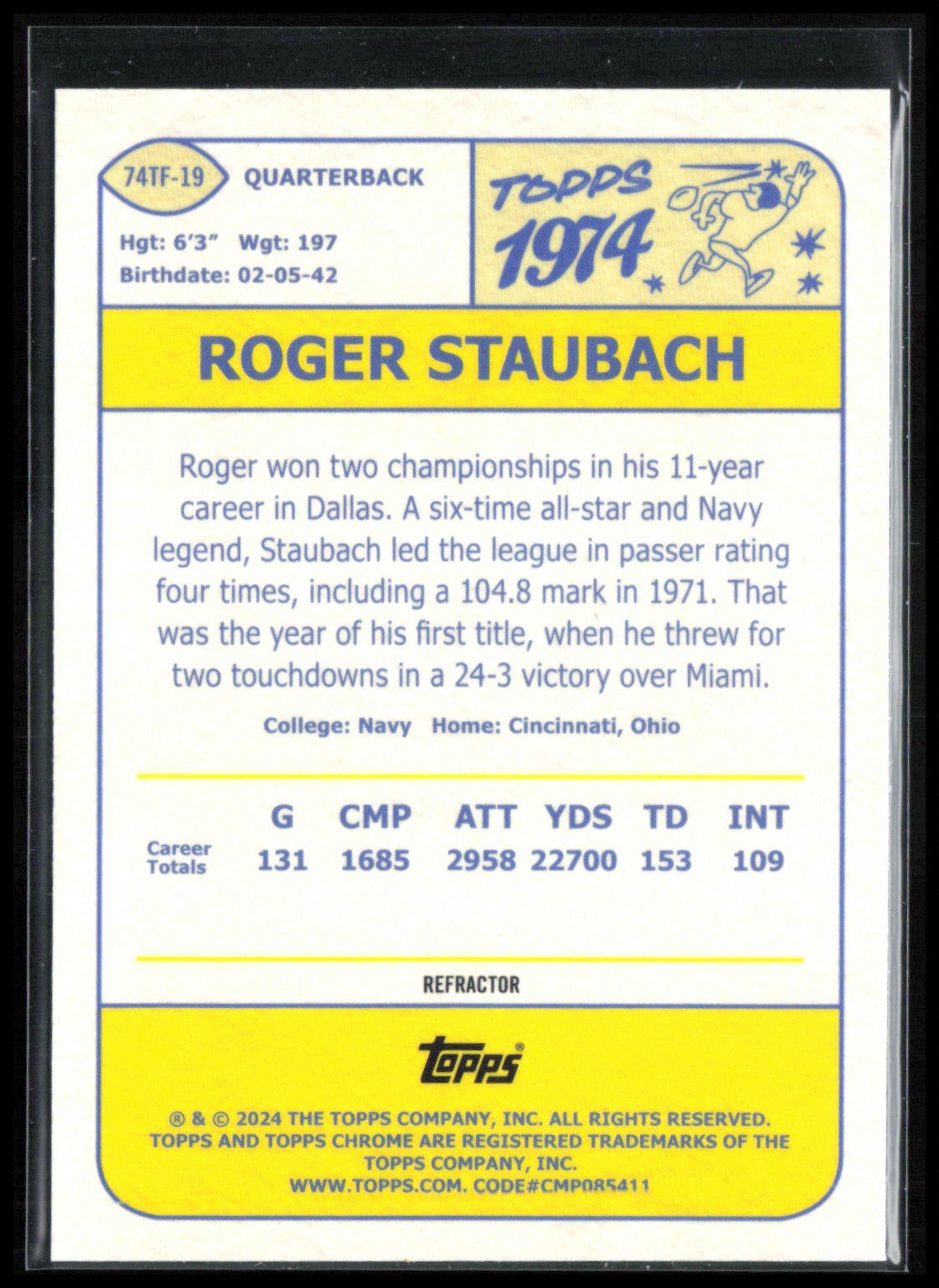 Roger Staubach Refractor