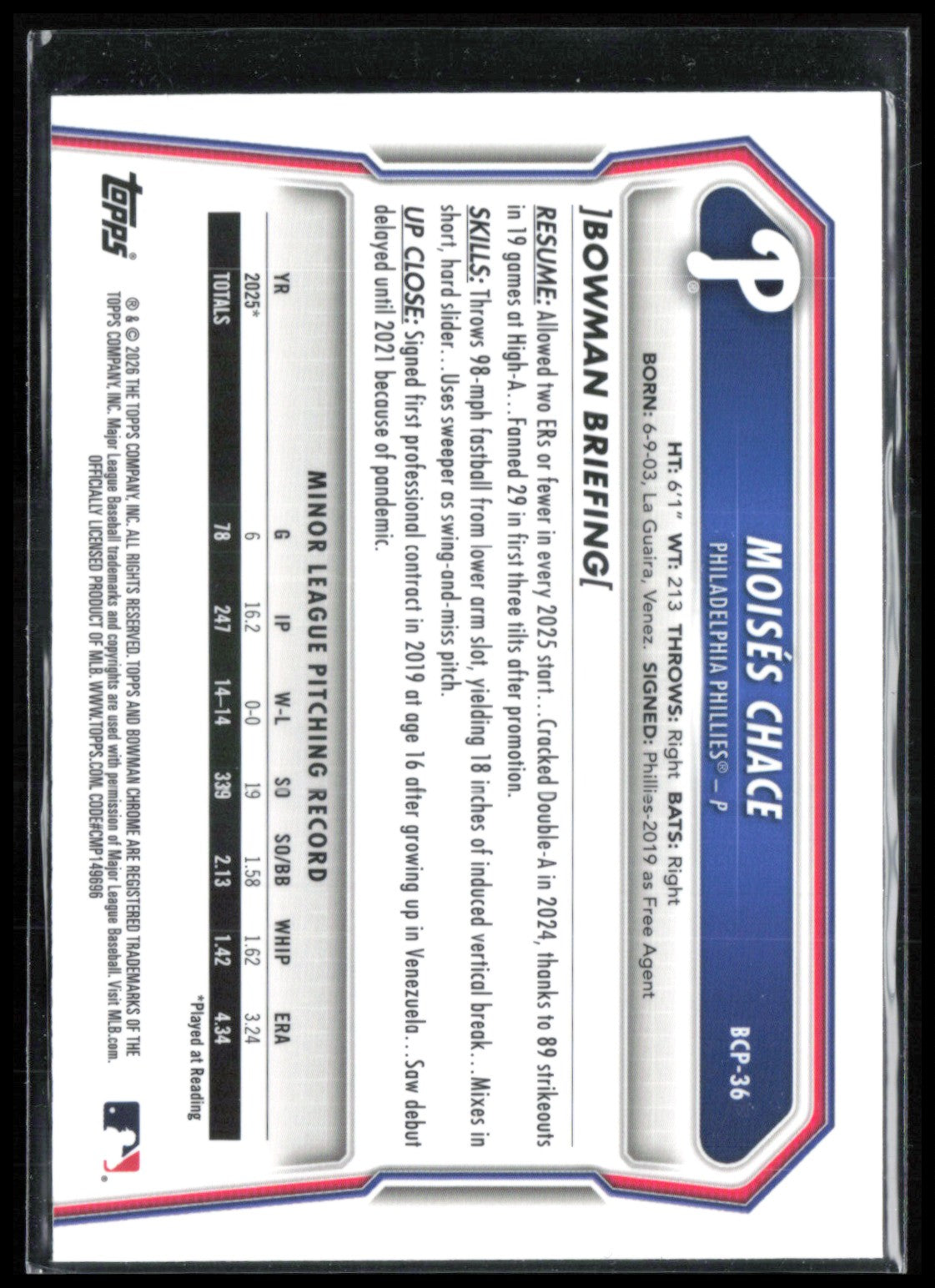 Moises Chace 1st Bowman Mojo