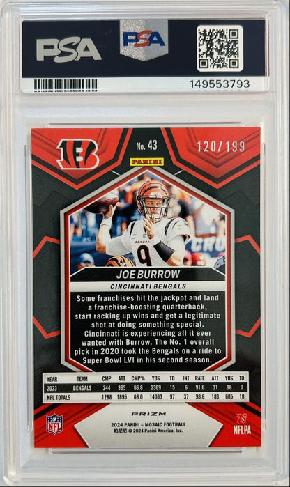 Joe Burrow Orange /199 2024 Mosaic PSA 8