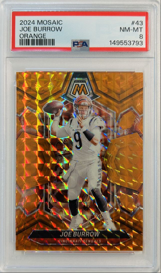 Joe Burrow Orange /199 2024 Mosaic PSA 8