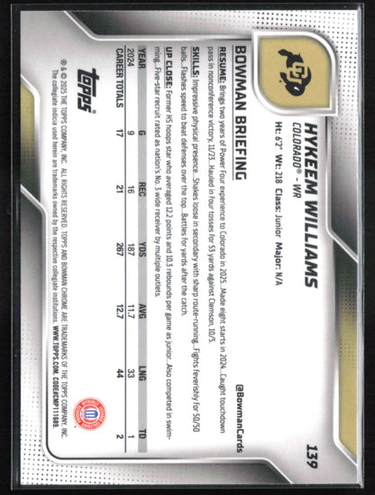 Hykeem Williams 1st Bowman Pink Lava