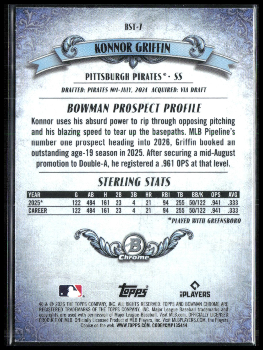 Konnor Griffin 2026 Bowman Sterling Prospects