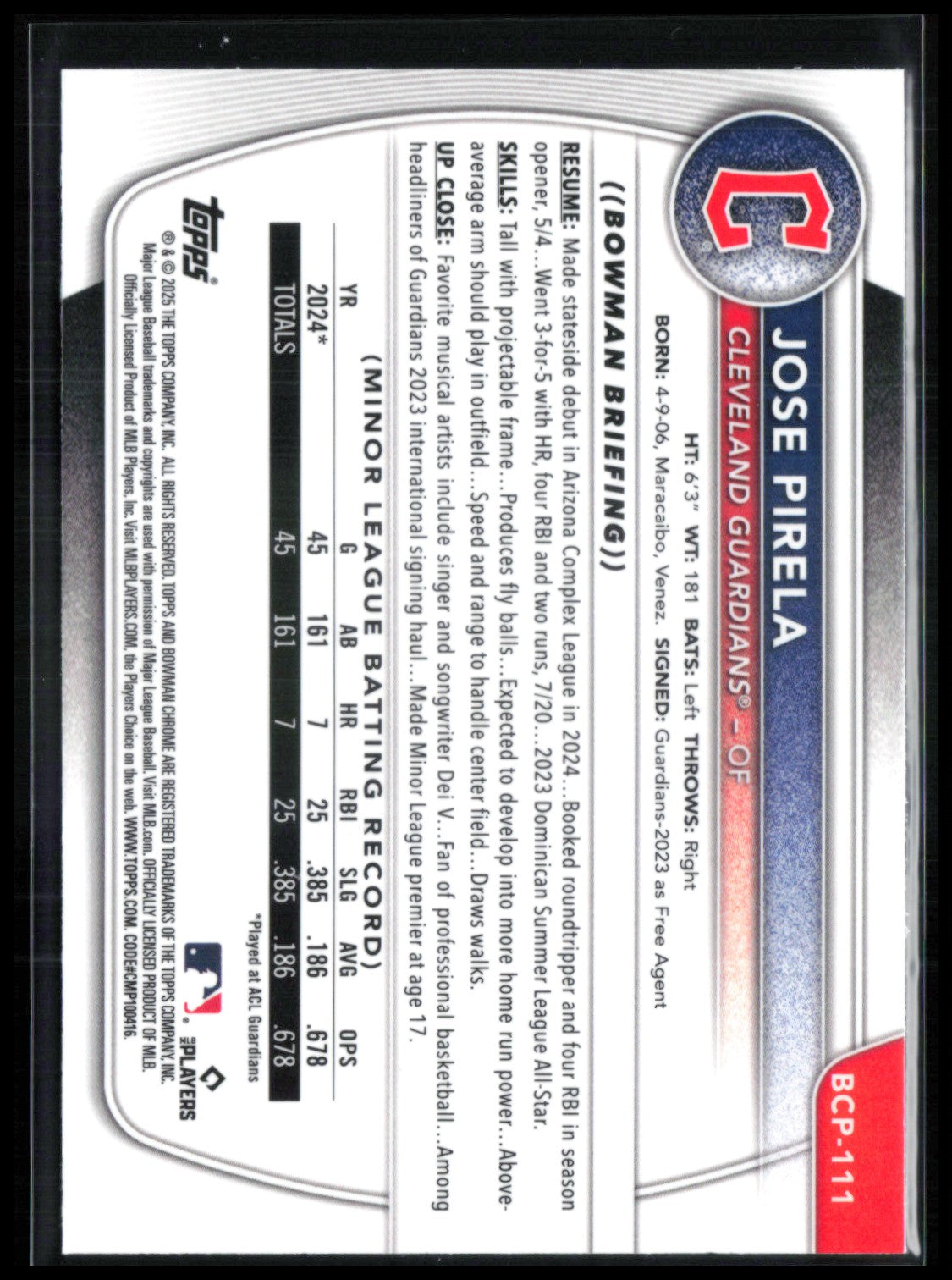 Jose Pirela 1st Bowman