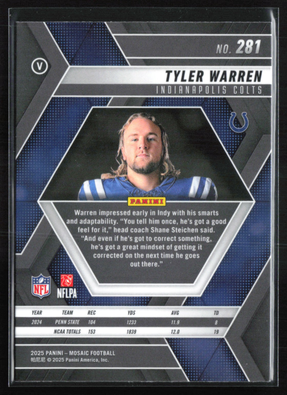 2025 Panini Mosaic 281 Tyler Warren RC – Dollar Box