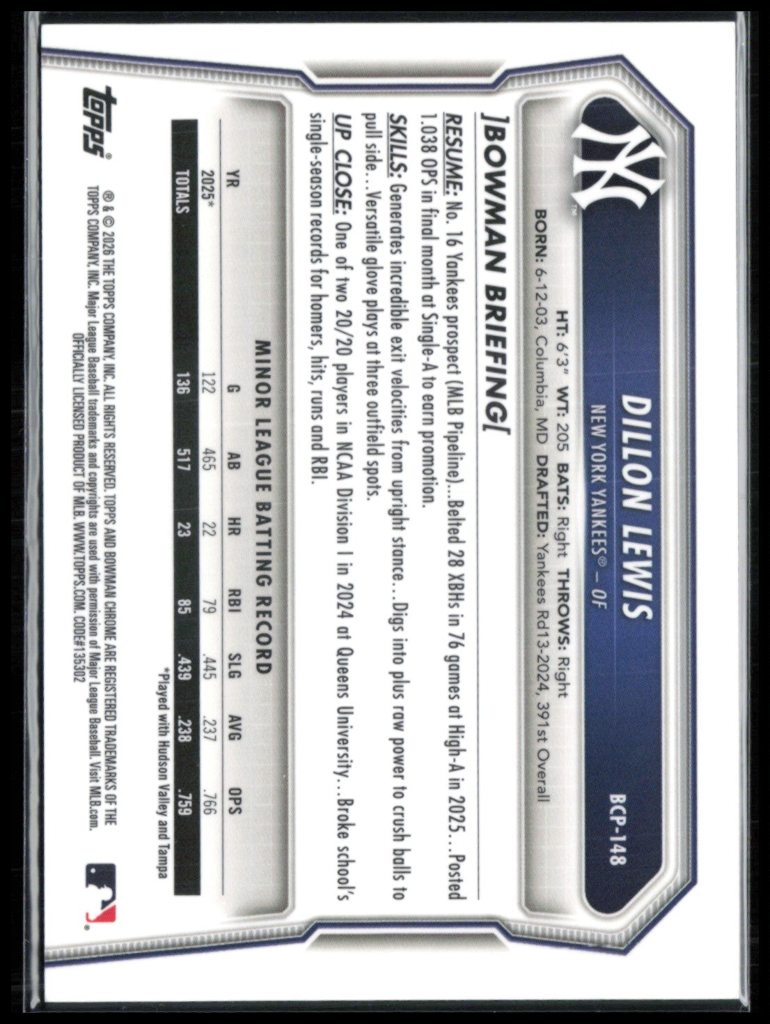 Dillon Lewis 1st Bowman Gold /50 Reptilian Refractor