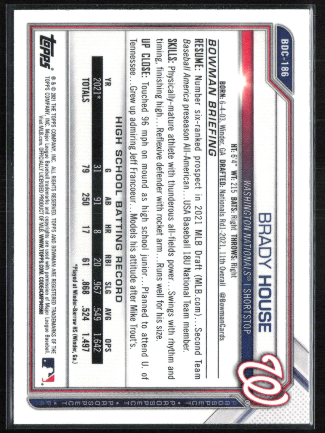 Brady House 1st Bowman Chrome