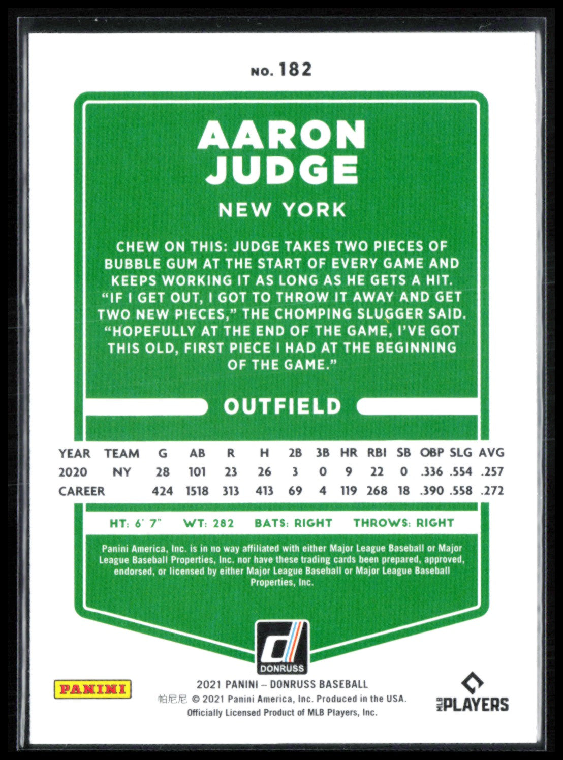 Aaron Judge Blue Foil 2021 Donruss