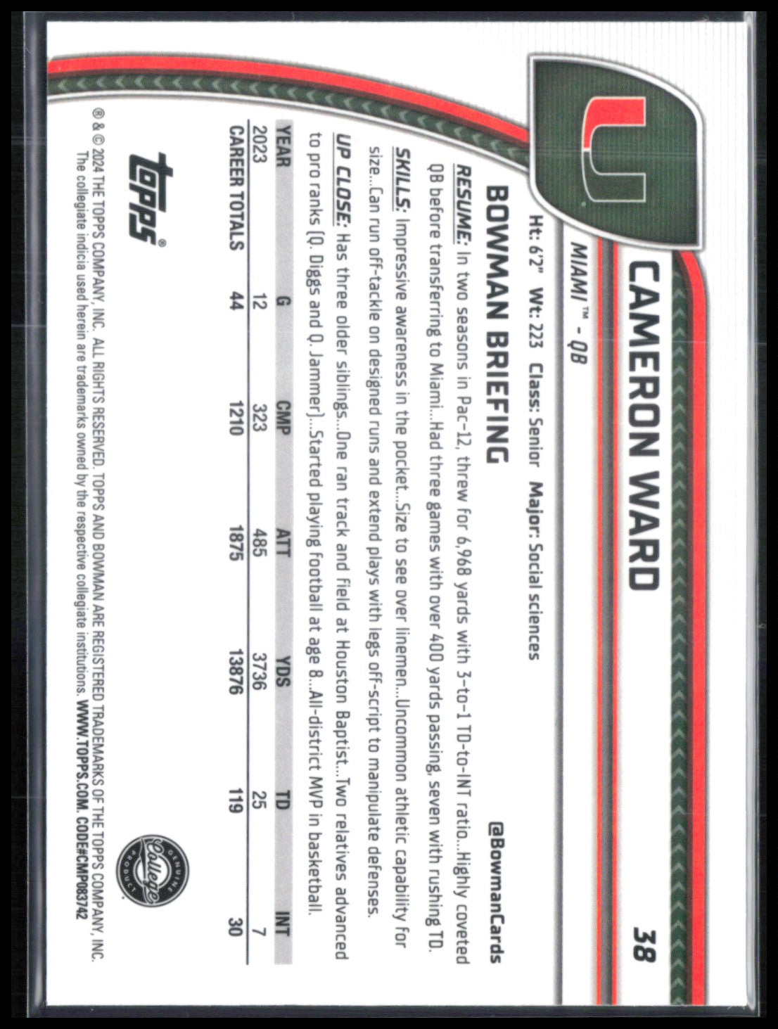 Cameron Ward Pink Lava 2024 Bowman U Chrome