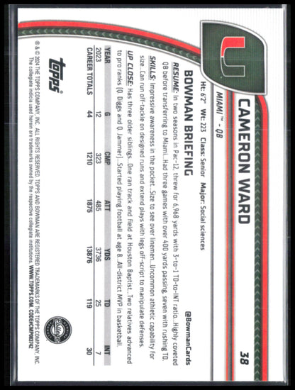 Cameron Ward Pink Lava 2024 Bowman U Chrome