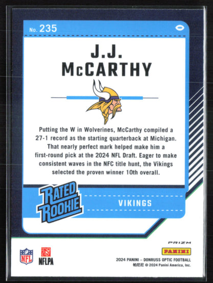 J.J. McCarthy RC Optic Holo Rated Rookie