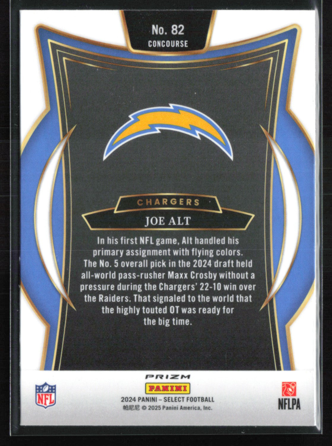 タレントカード Alt 2024 Panini Select Black & Orange Prizm Shock 82 Joe Alt RC Tri