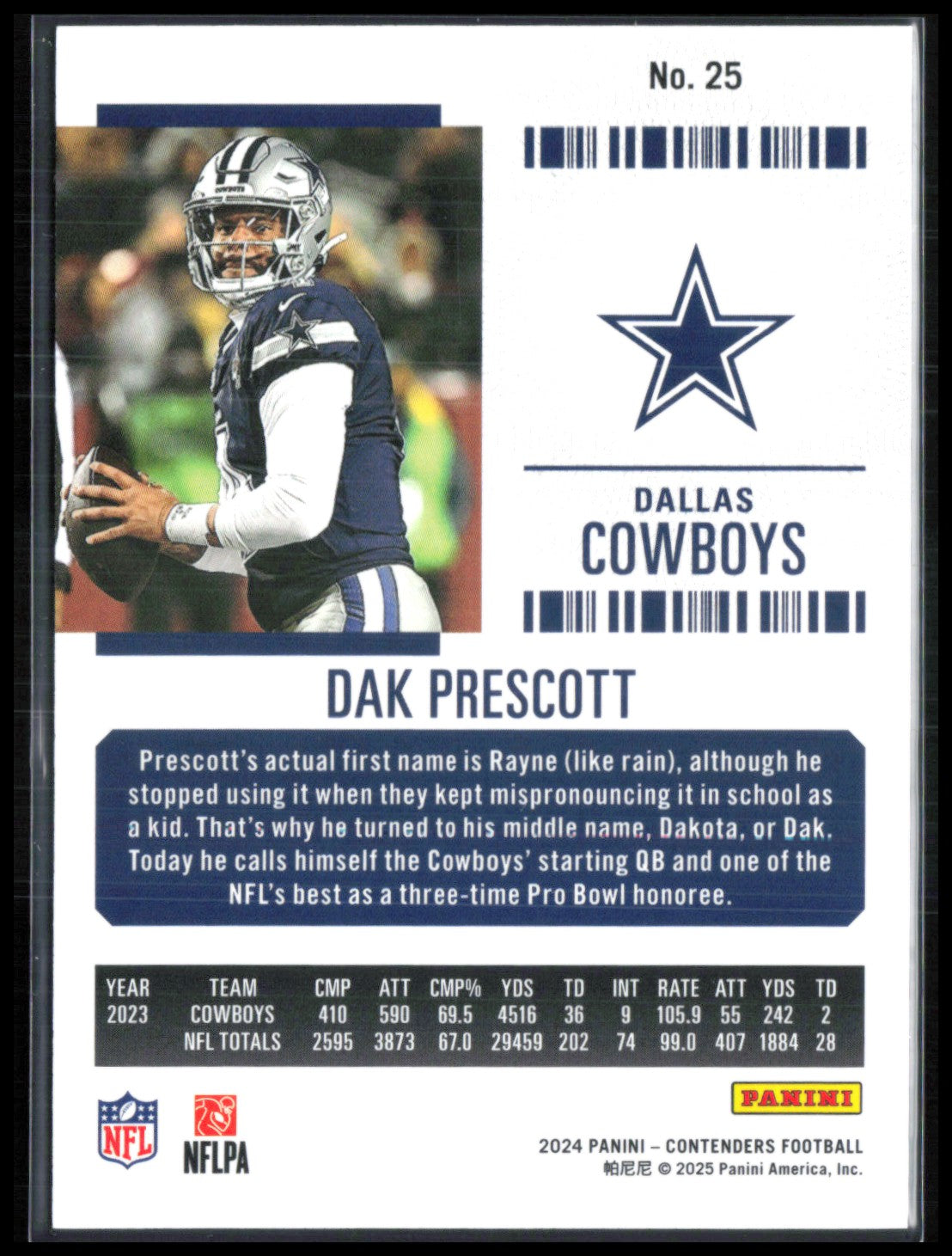 Dak Prescott Game Ticket /499