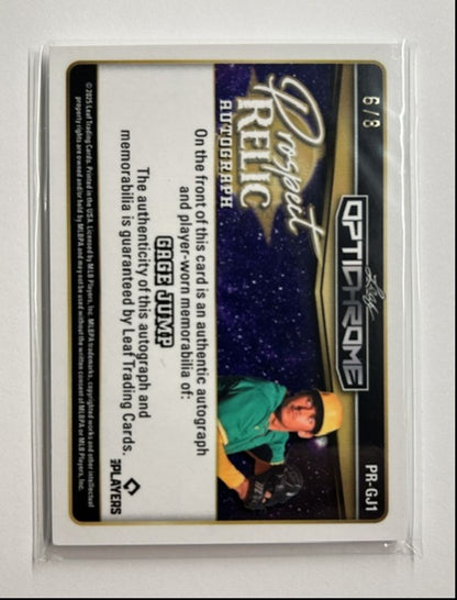 Gage Jump /8 Auto Relic Prospect Relic Autograph 2025 Leaf Optichrome