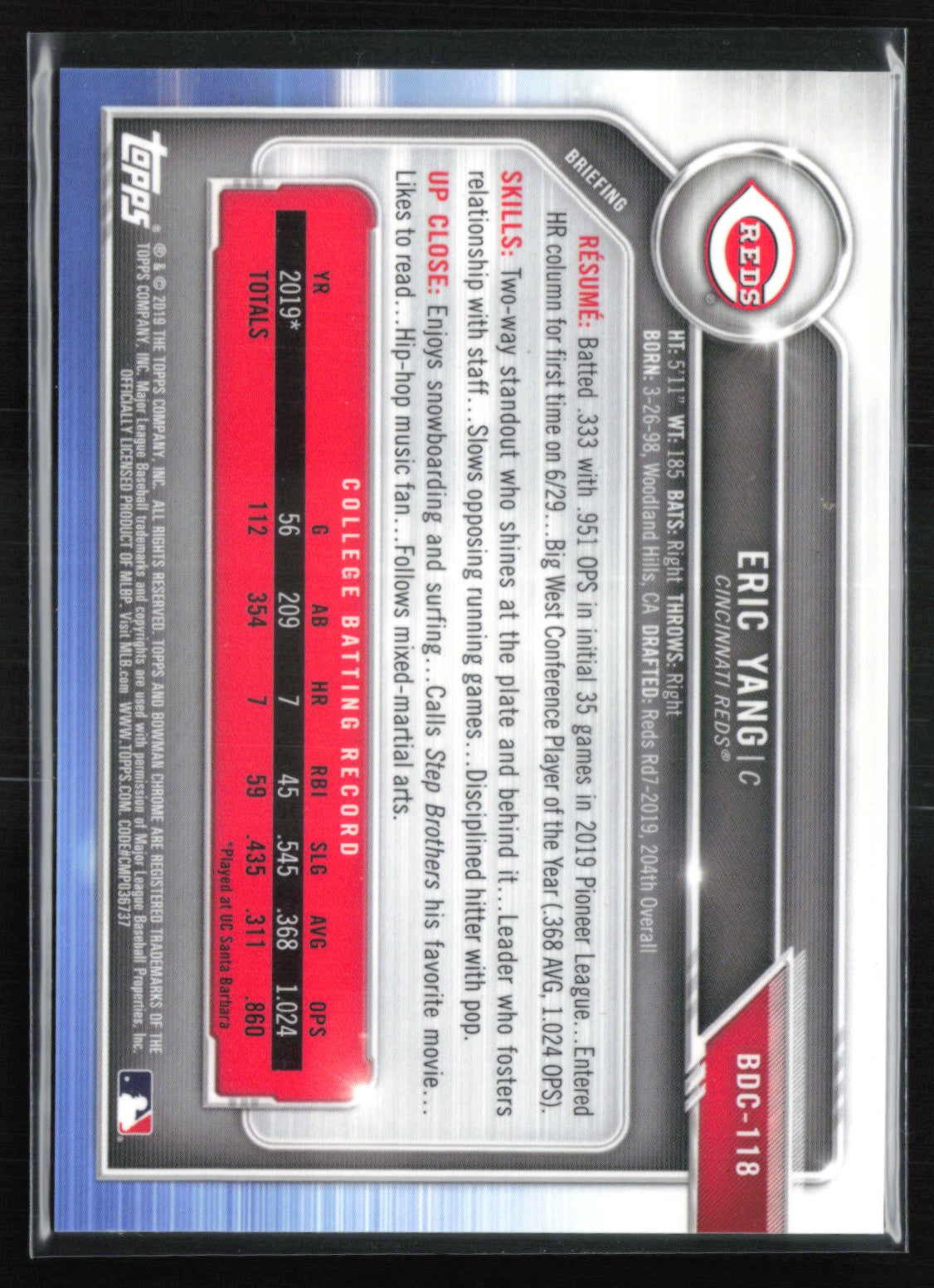 Eric Yang 1st Bowman Sky Blue
