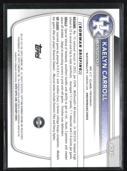 Kaelyn Carroll 1st Bowman /50 Gold Refractor Prospects