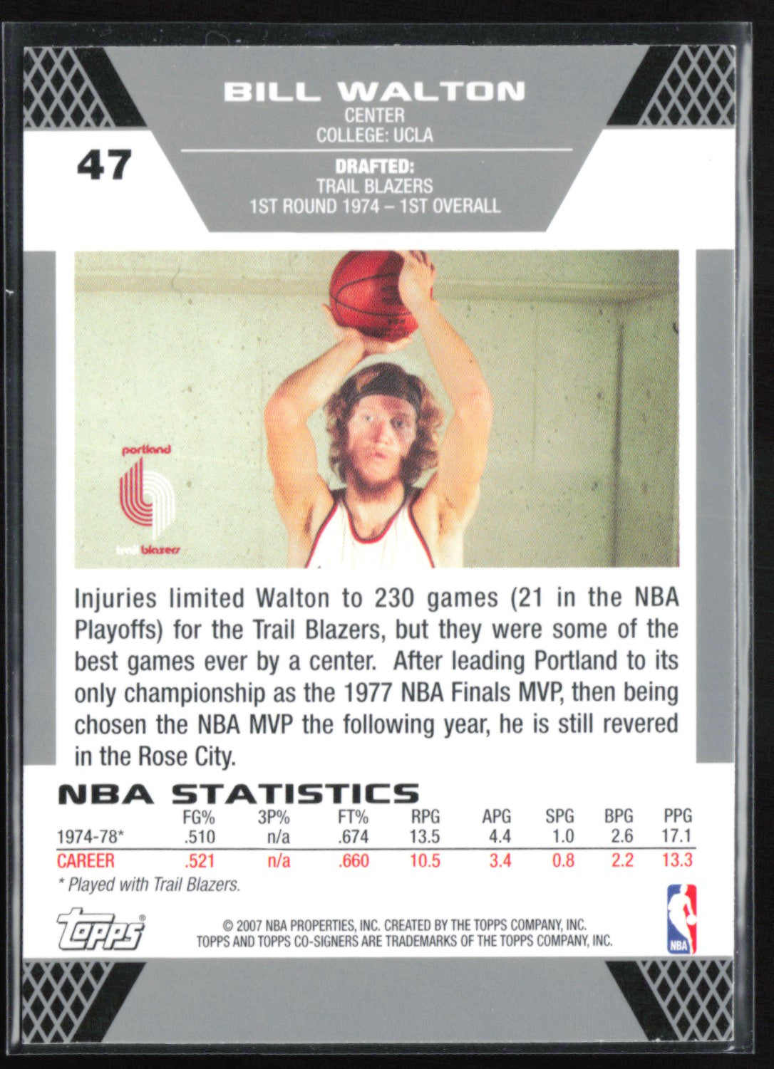 Bill Walton 2007 Topps Co-Signers