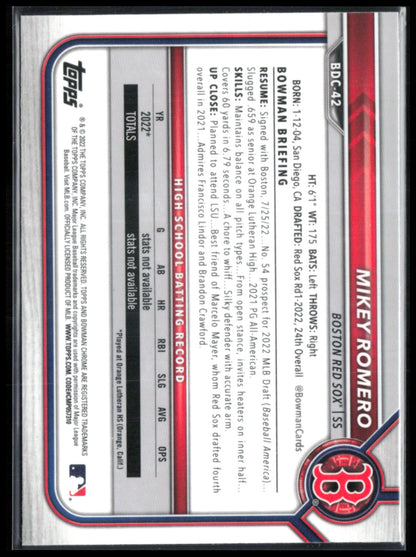 Mikey Romero 1st Bowman