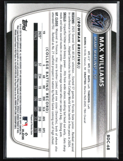 Max Williams 1st Bowman Chrome
