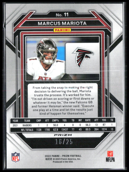 Marcus Mariota Blue Shimmer /25 2022 Prizm
