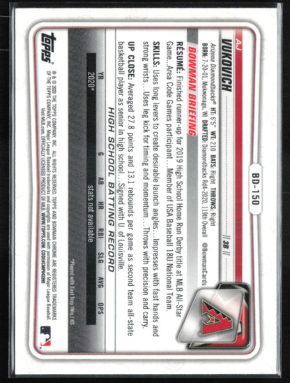 AJ Vukovich 1st Bowman Sapphire