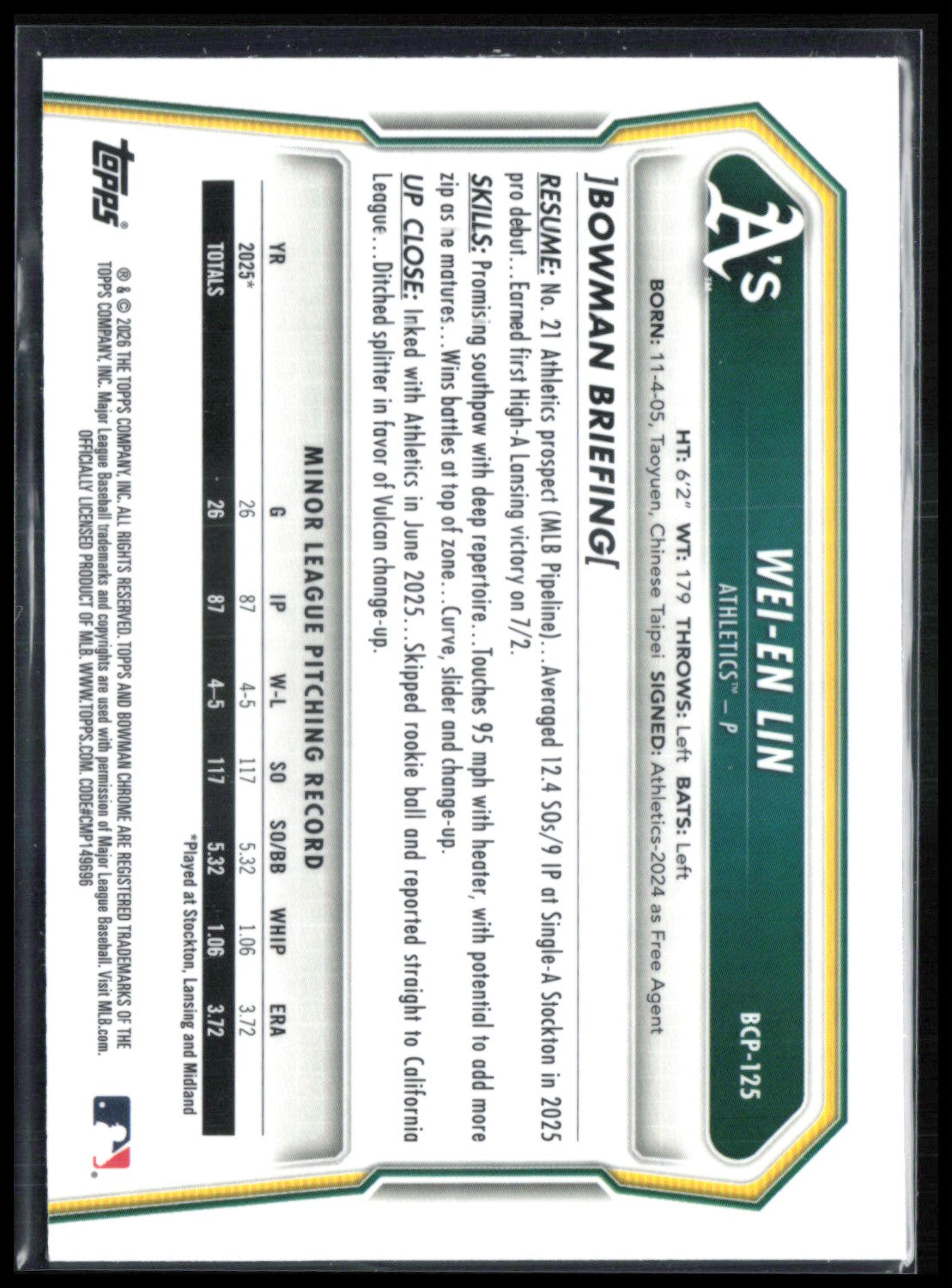 Wei-En Lin 1st Bowman Mojo