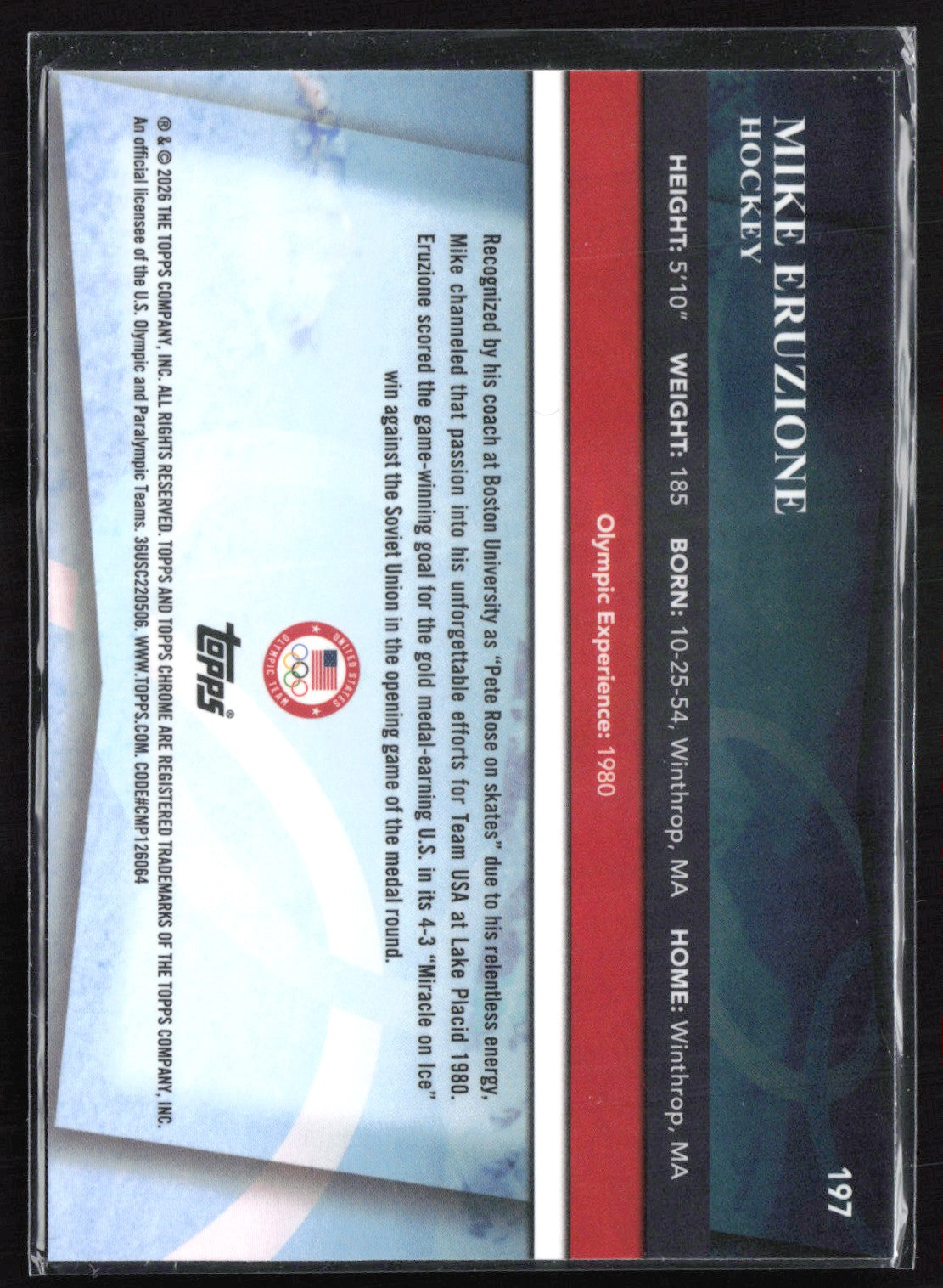 Mike Eruzione 2026 Topps Chrome Olympics